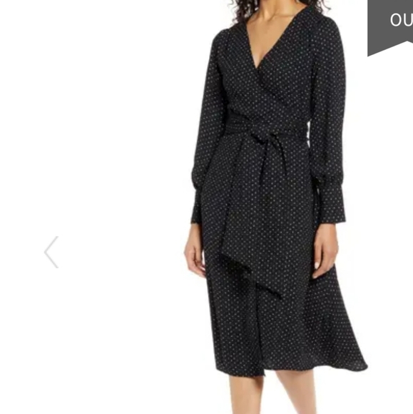 ☃️ Halogen Long Sleeve Wrap Midi Dress